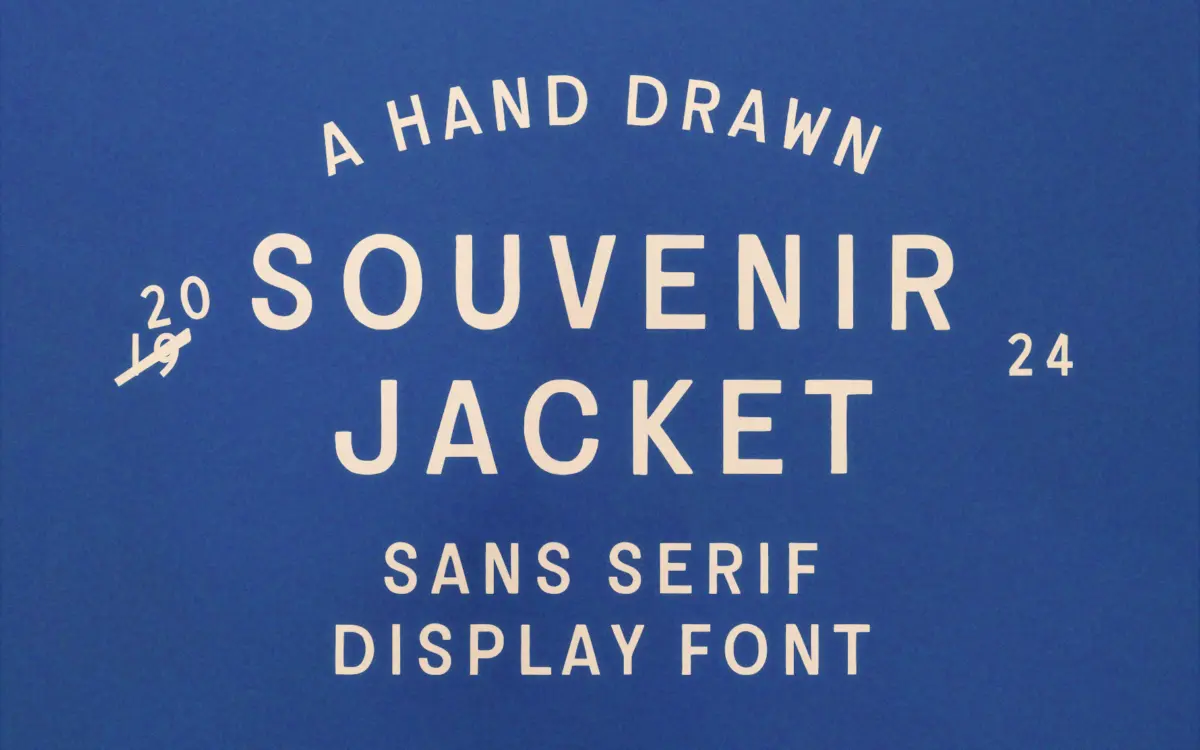 Souvenir Jacket: a hand-drawn sans with a raw, embroidered edge