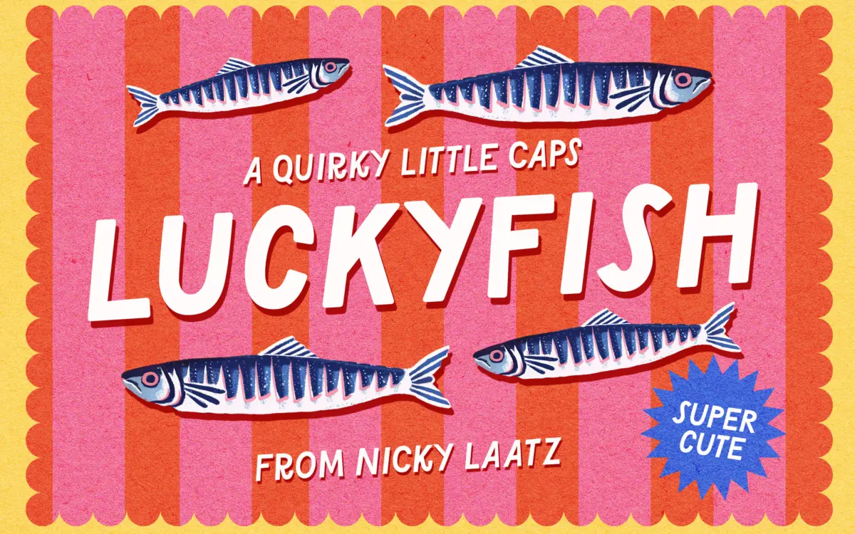 Lucky Fish: a loud all-caps sans for playful branding and cards