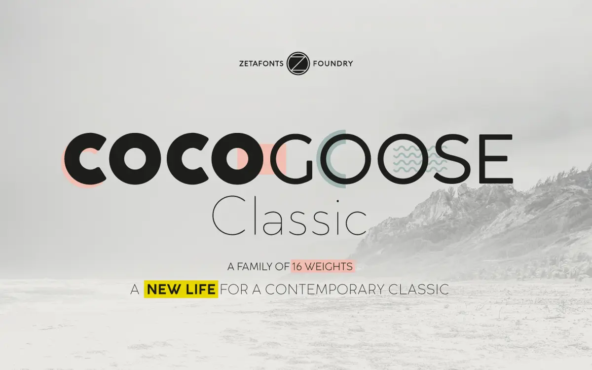 Cocogoose Classic: a geometric sans built for oversized display work
