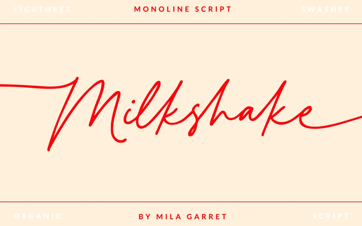 Milkshake Modern Handwritten Script: a casual script for wedding and small-brand work