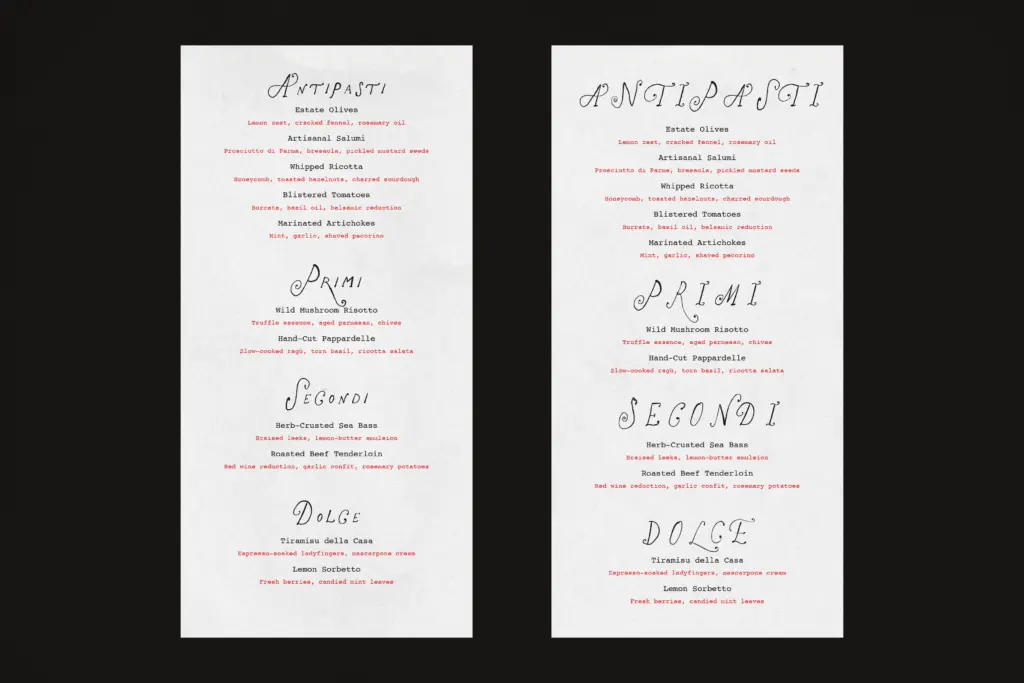 The Rose Atelier specimen — Design style