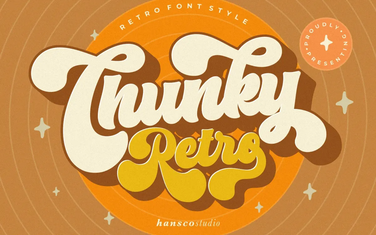 Chunky Retro Font: a rounded bold display face with a built-in shadow layer