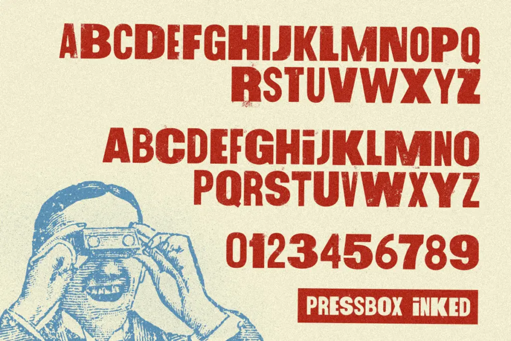 PressBox Font Combo specimen — Design style