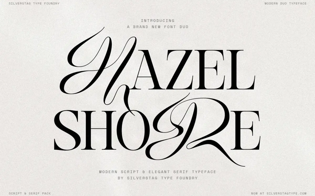 Hazel Shore: a serif and script duo built for one-letter swaps