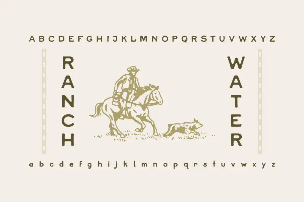 Ranch Water Display Type specimen — Design style