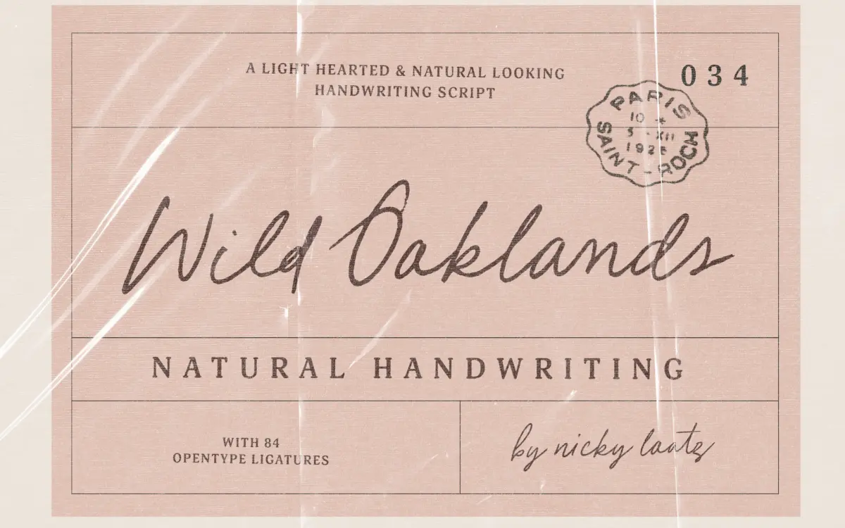 Wild Oaklands Handwriting Script: an inky, casual script for handwritten-note projects