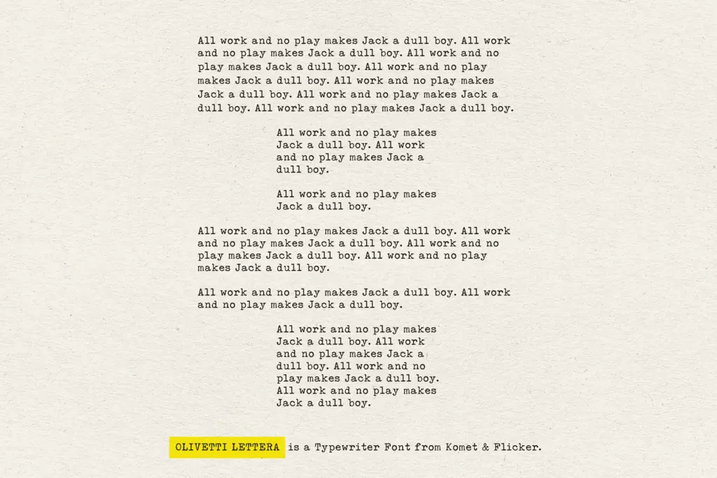 Olivetti Lettera specimen — Design style