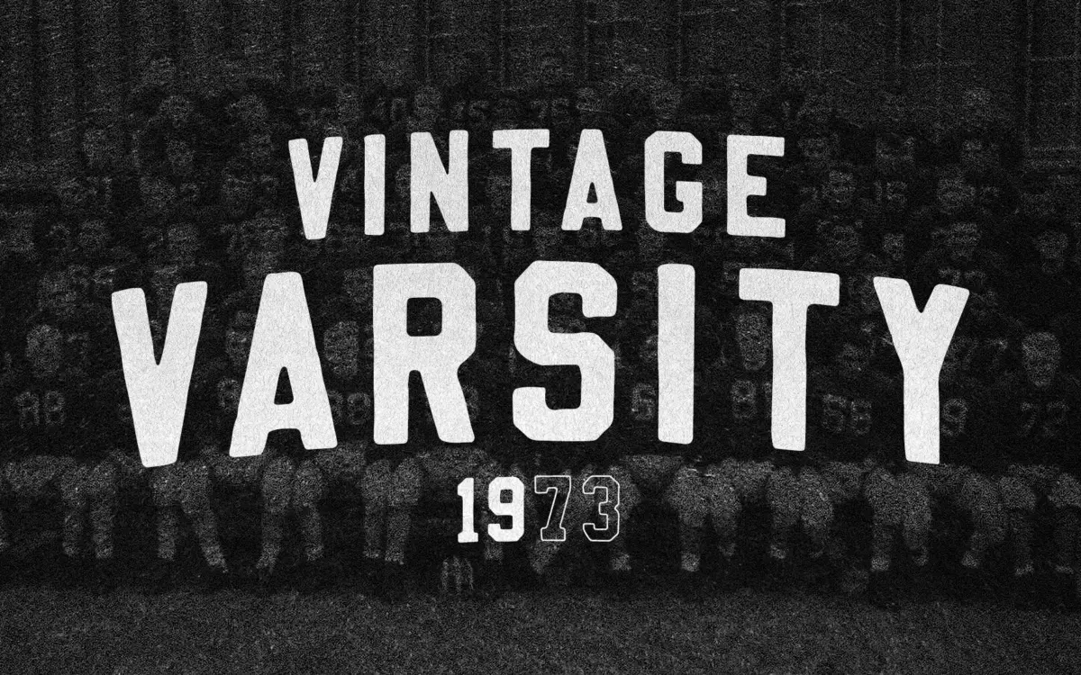Vintage Varsity: a chunky collegiate slab for letterman-style branding