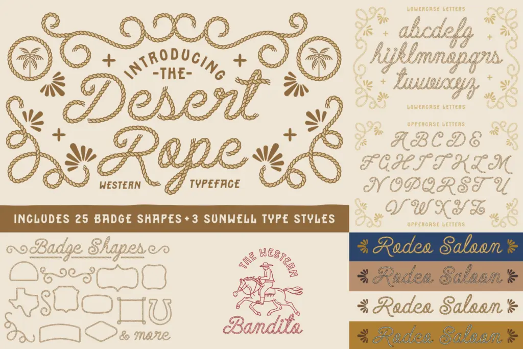 The Western Desert Font Bundle specimen — Character set and features
