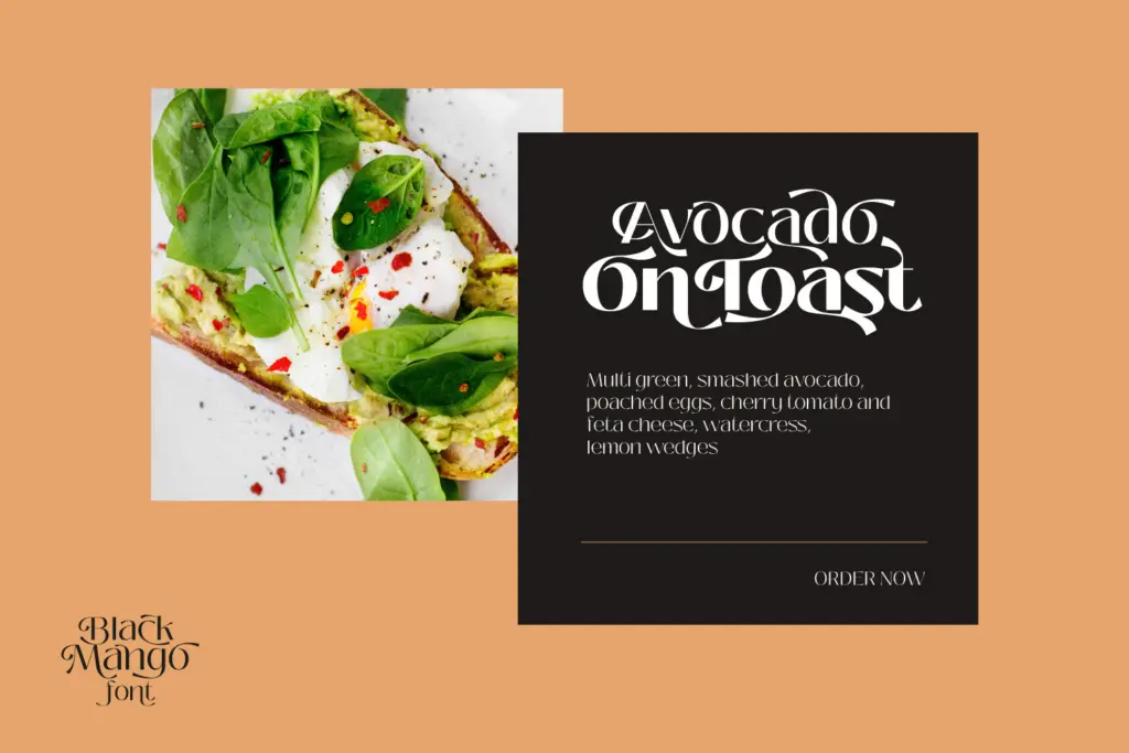 Black Mango specimen — Design style