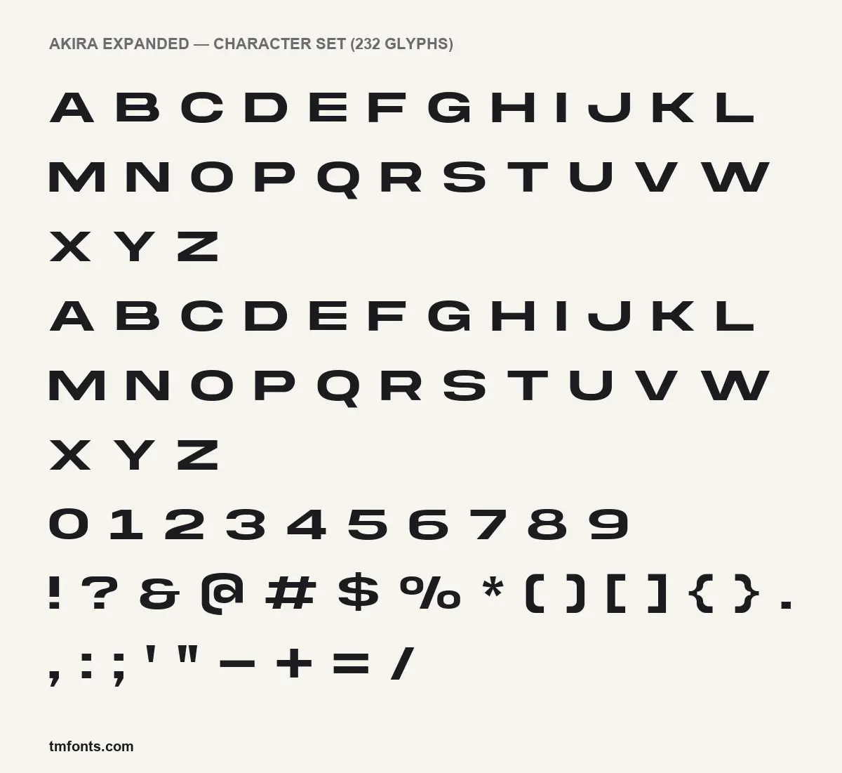 Akira Expanded character set