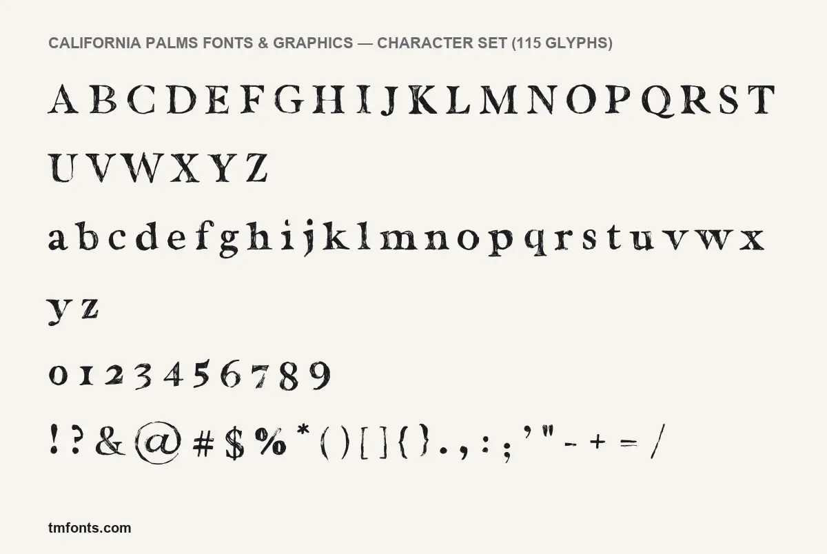 California Palms Fonts & Graphics character set