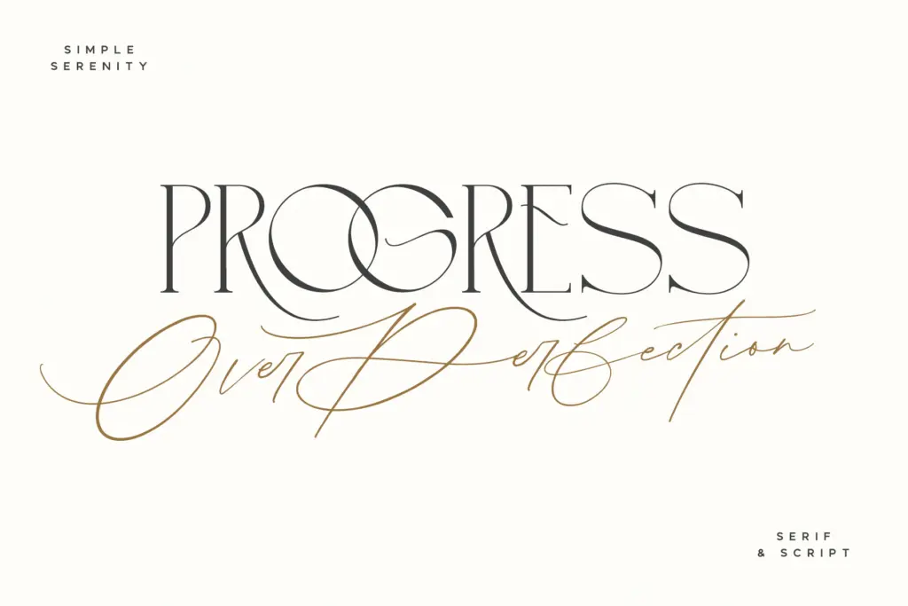 Simple Serenity Serif & Script specimen — Character set and features