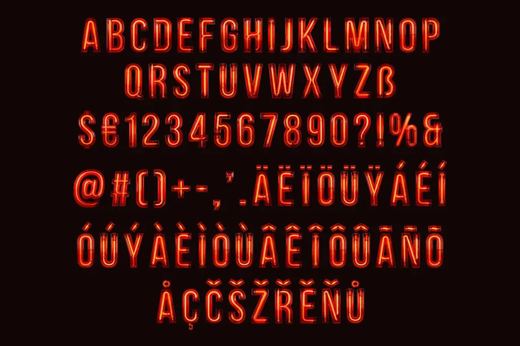 Urban Neon Font specimen — Design style