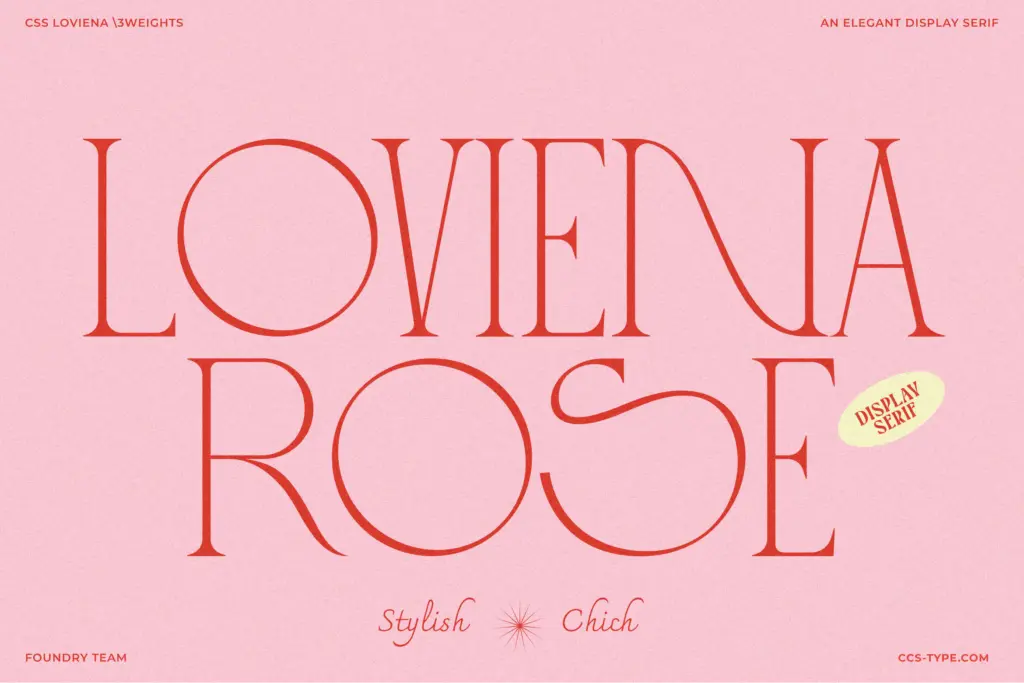 Loviena Rose specimen — Design style