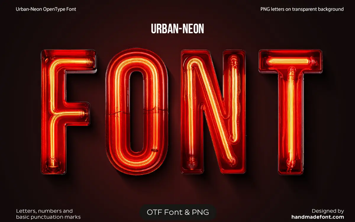 Urban Neon Font: a glowing-tube display face for diner-sign branding
