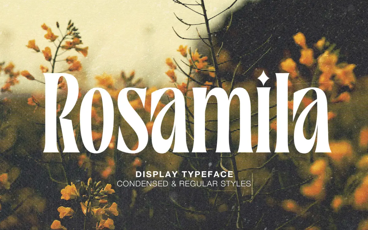 Rosamila Display: a heavy serif with ligatures for fashion and wedding branding