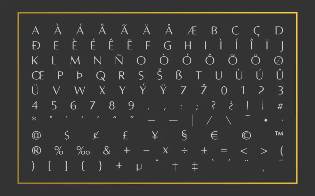 Alta Caption specimen — Design style