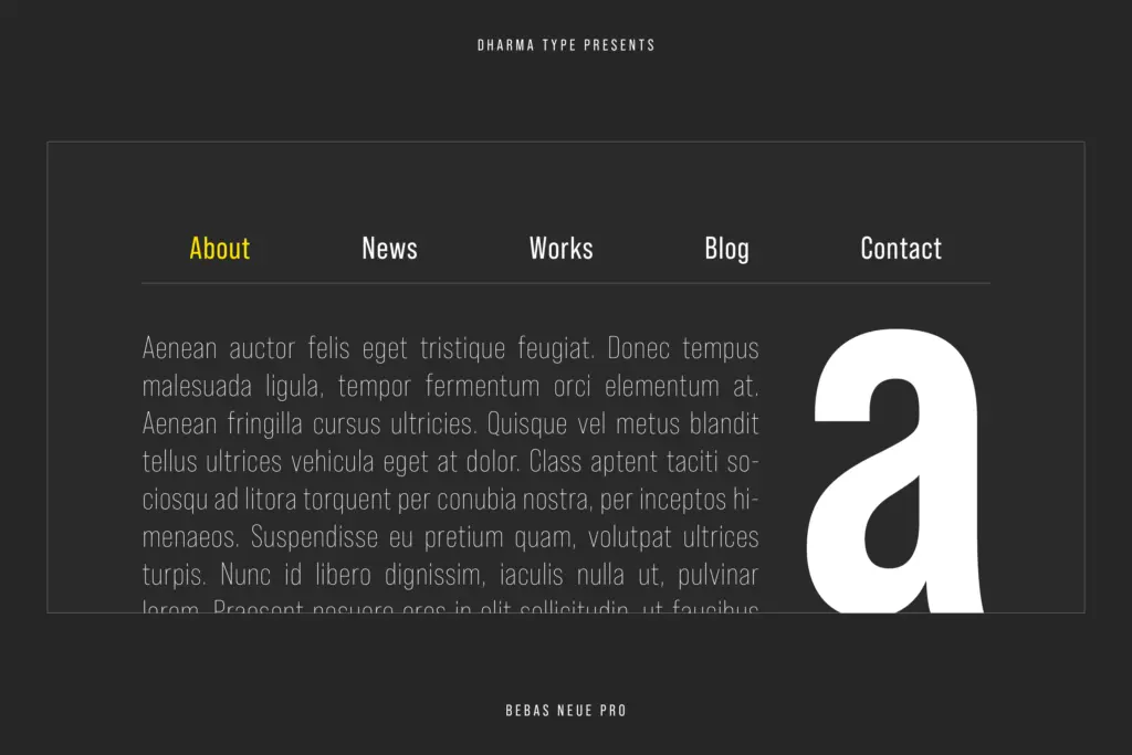 Bebas Neue Pro specimen — Design style