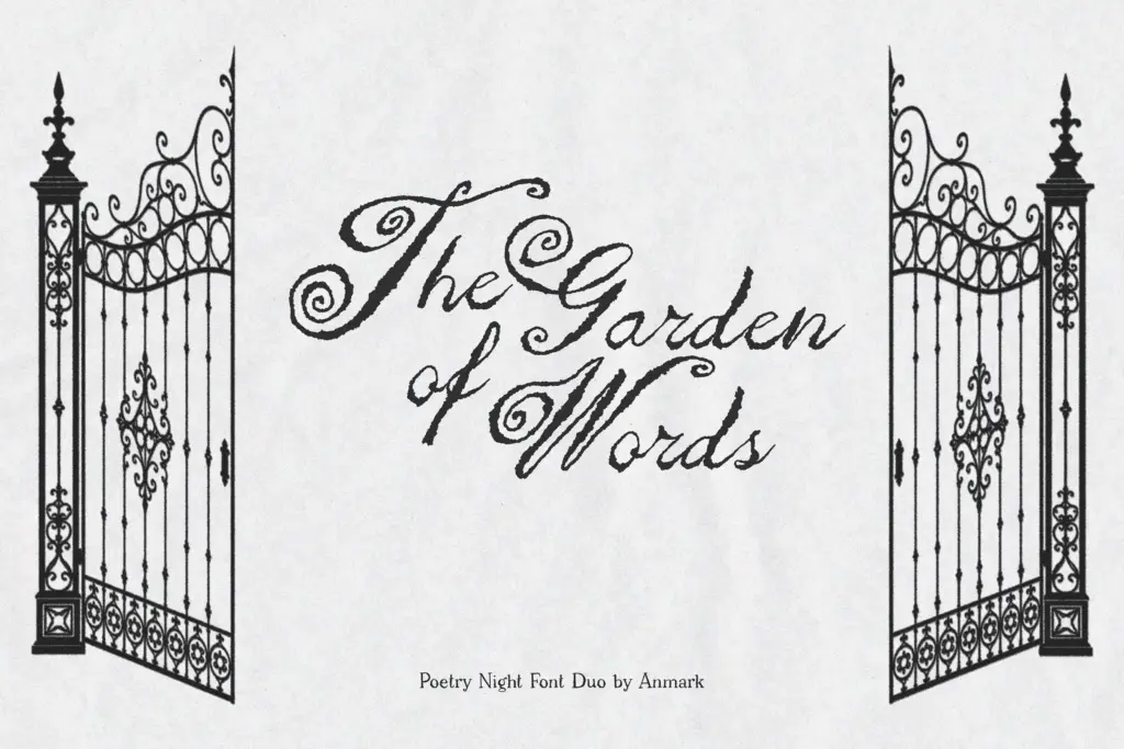 Poetry Night Vintage Font Duo specimen — Use cases