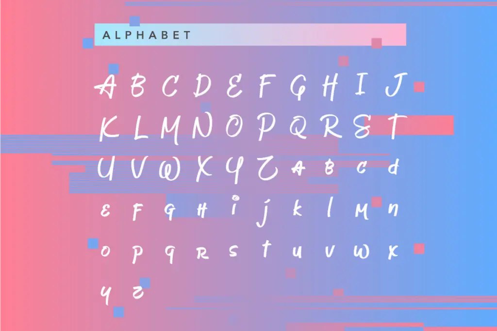 Jeboy Typeface specimen — Design style