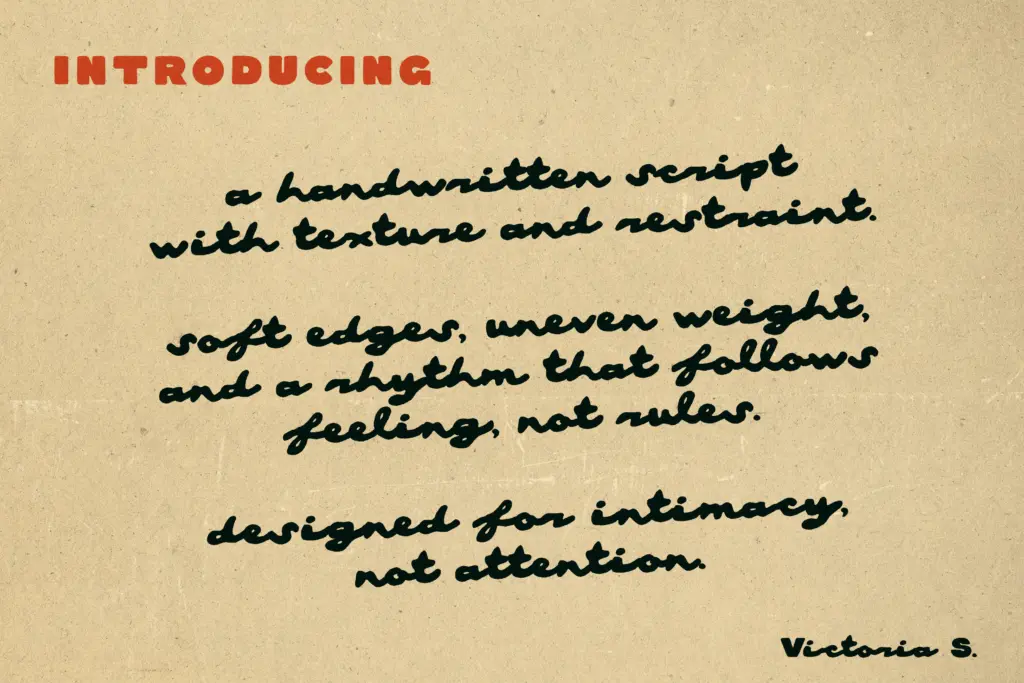 Late Cinema Soft Handwritten Script specimen — Design style