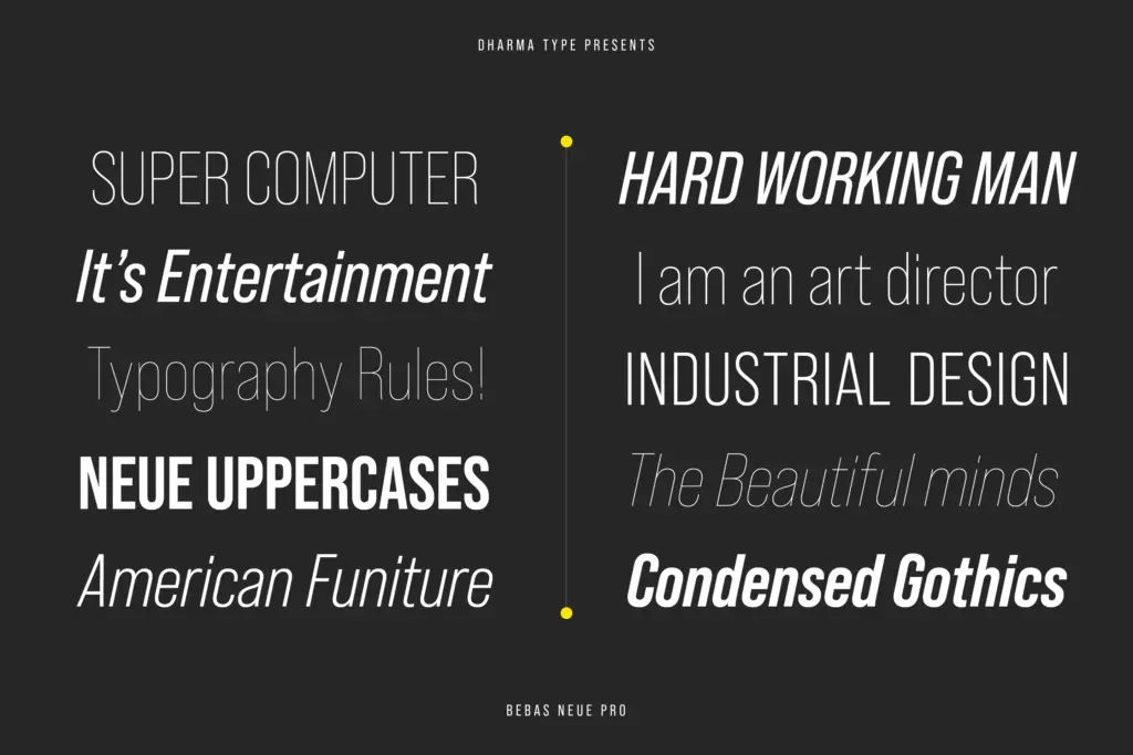Bebas Neue Pro specimen — Use cases