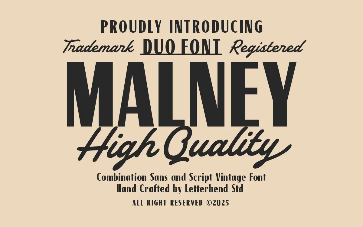 Malney Classic: a vintage sans-and-script duo for heritage branding