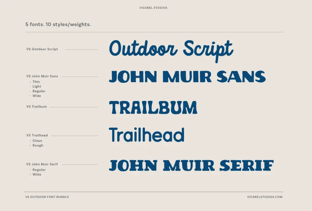 National Park Font Bundle specimen — Character set and features