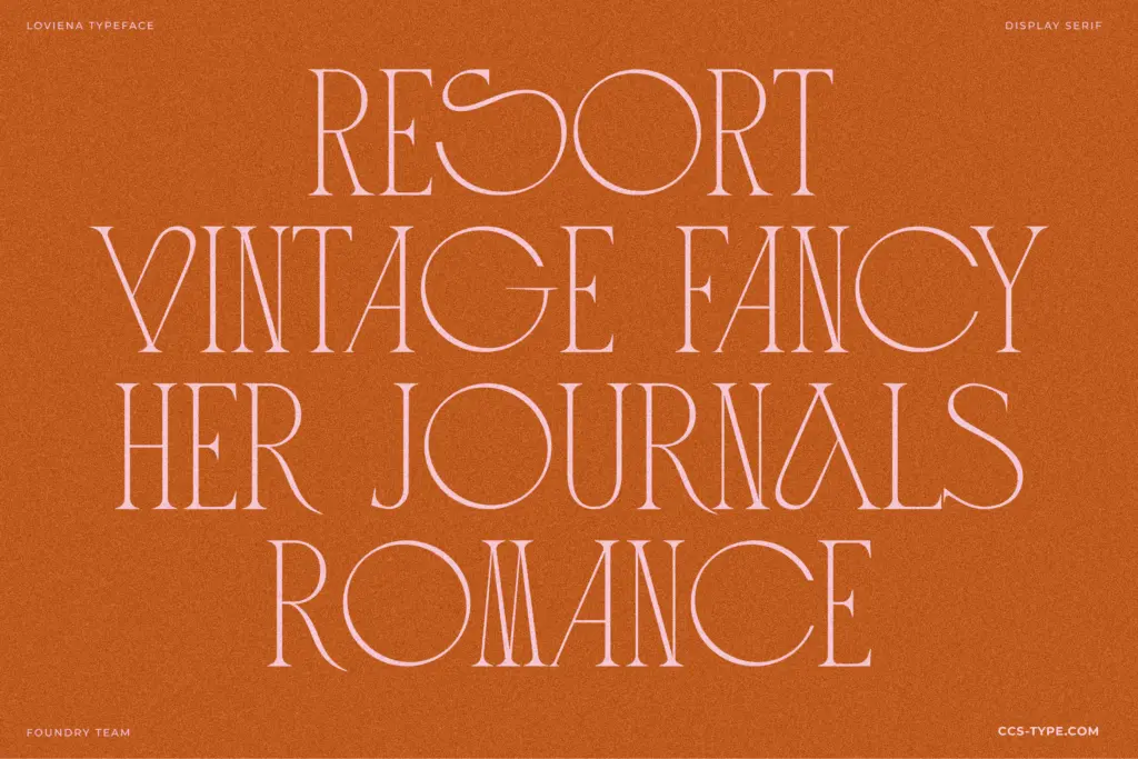 Loviena Rose specimen — Character set and features