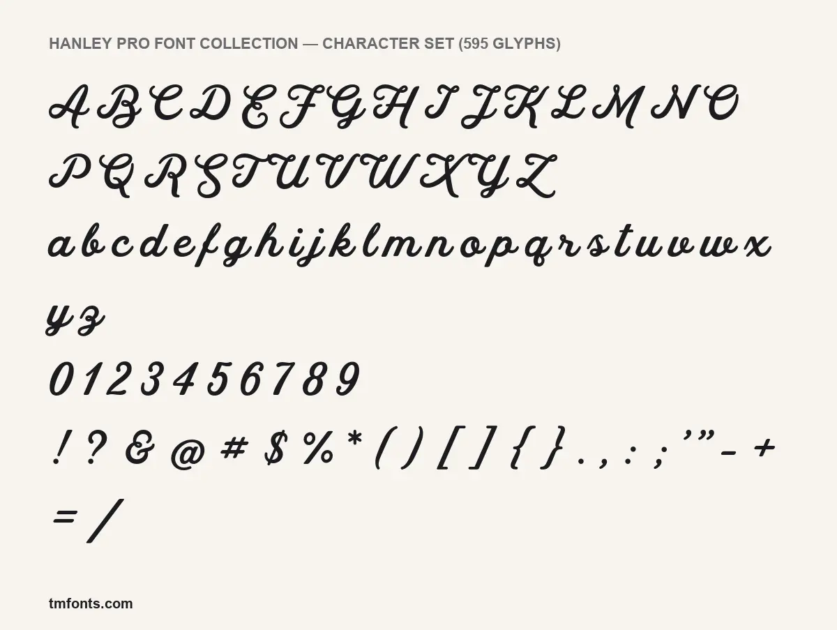 Hanley Pro Font Collection character set