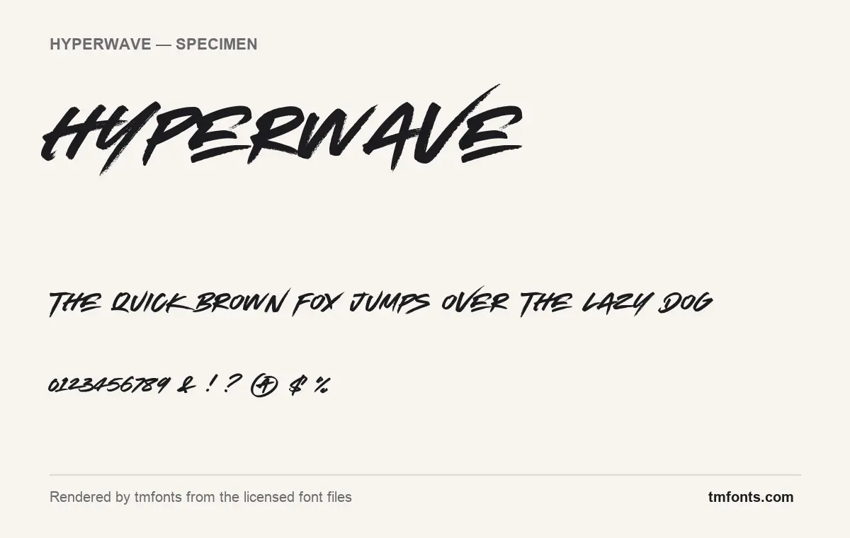 Hyperwave font specimen showing the alphabet and numerals