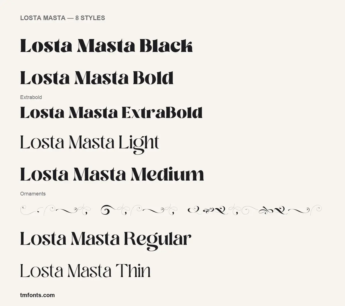 All 8 styles of Losta Masta