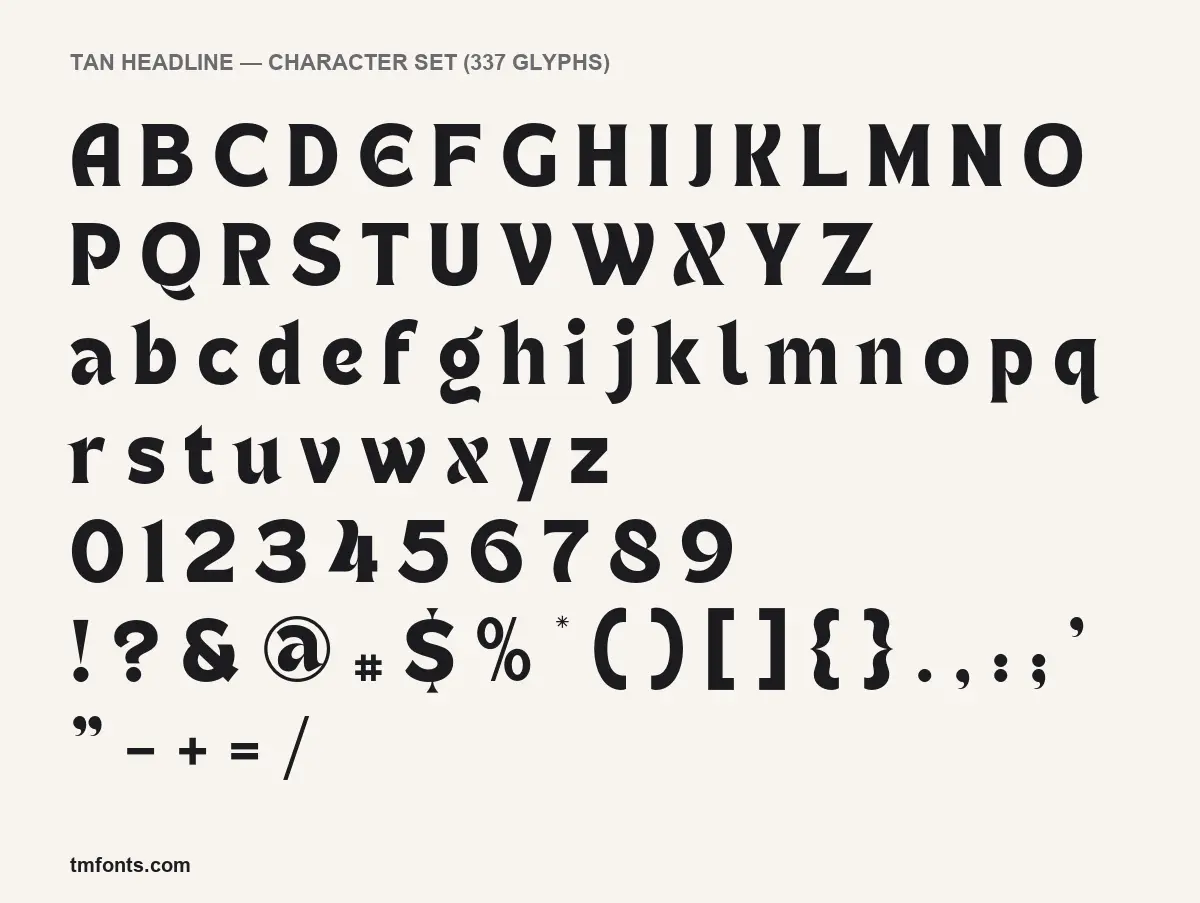 TAN Headline character set